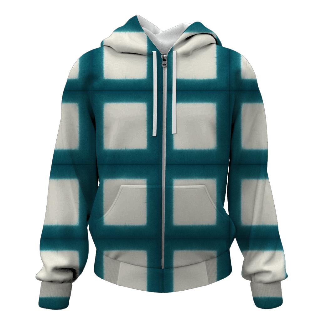 Itajime Teal Grid heavyweight hoodies