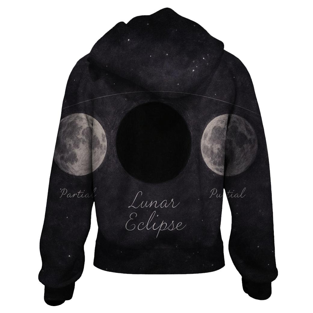 Lunar Eclipse Shadow Art embroidered hoodies