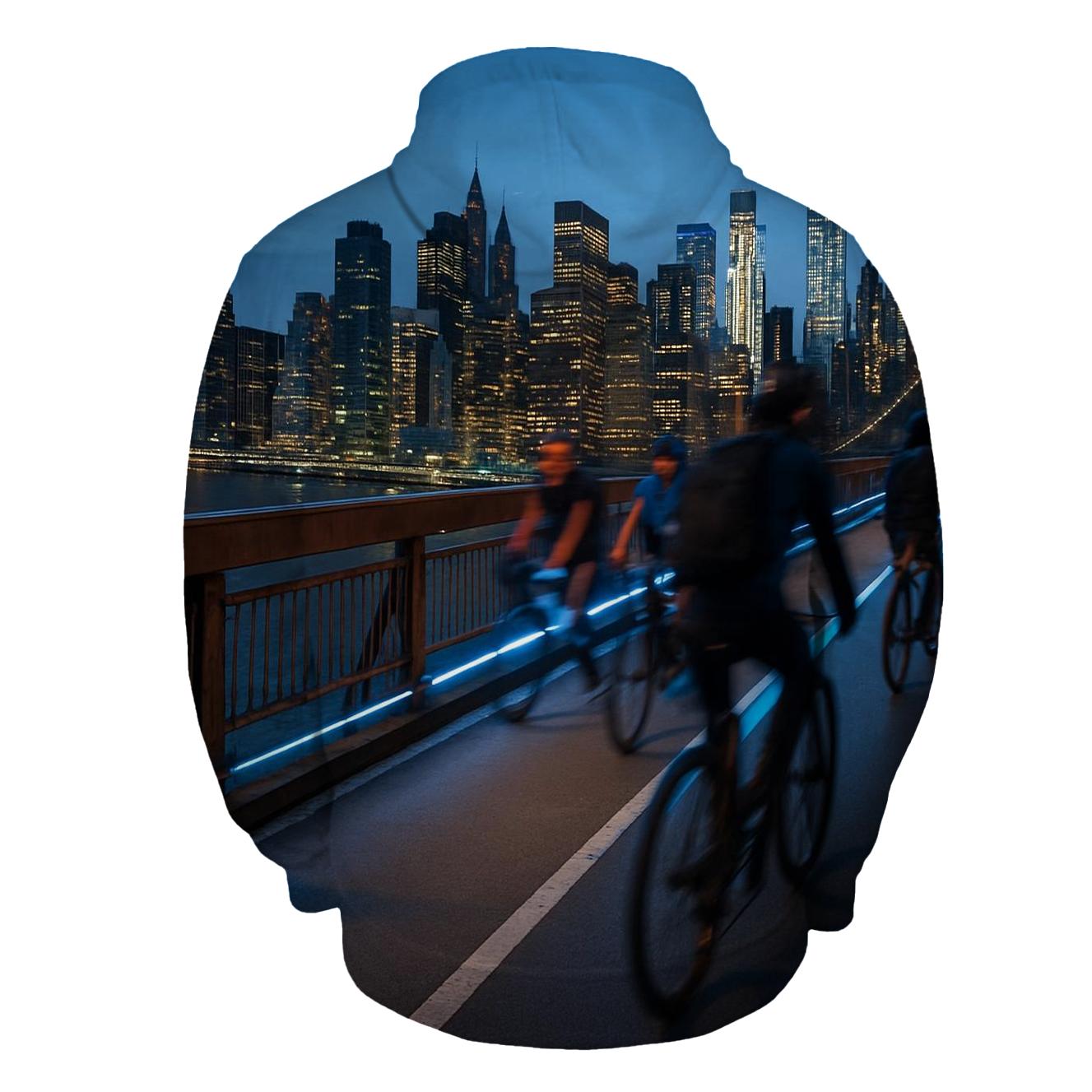 Commuter Bicycle Bridge Crossing At Blue Hour zip-up hoodies