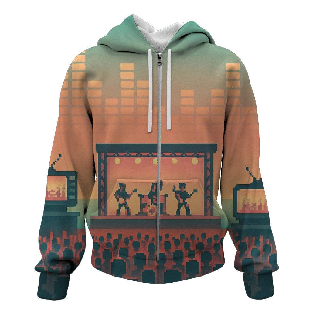 Pixel Concert Panorama graphic hoodies