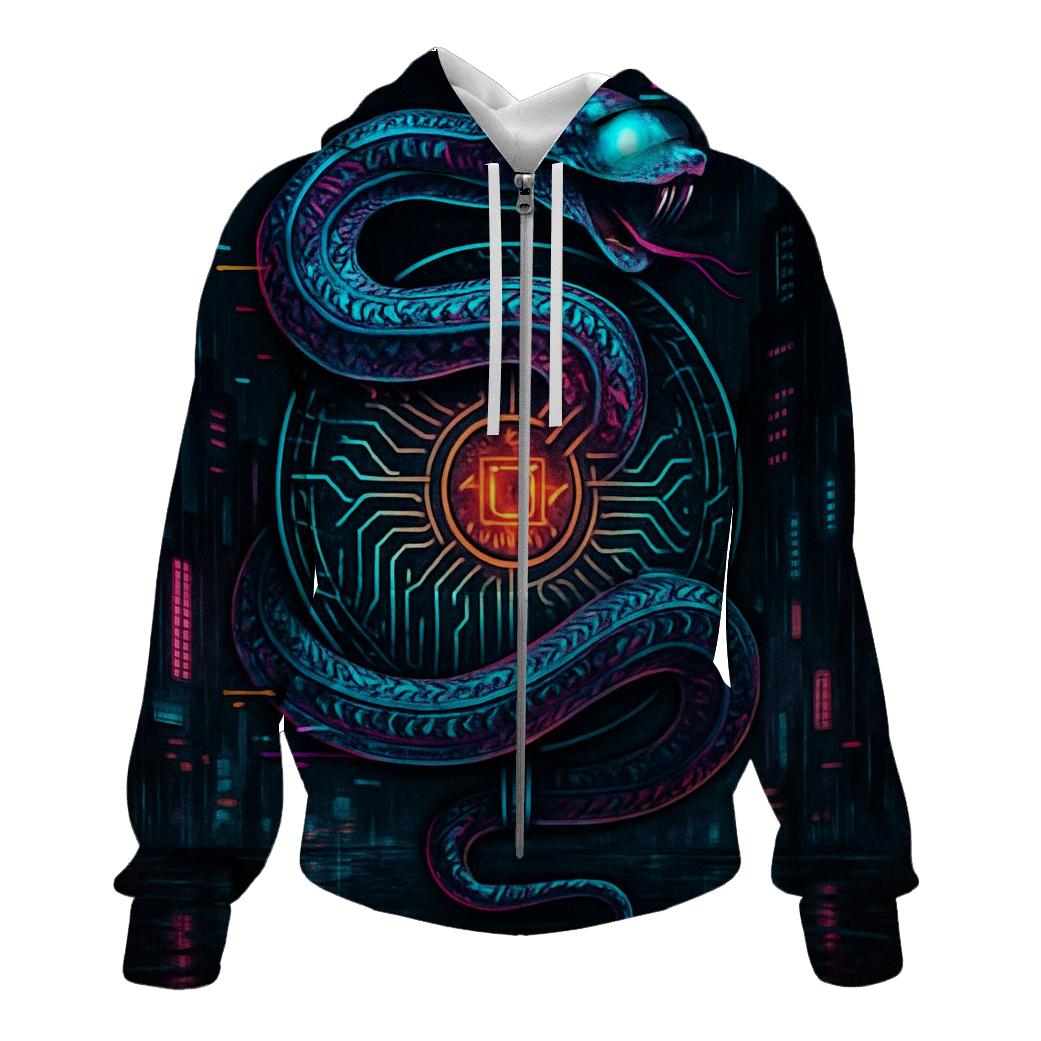Cyber Neon Ouroboros heavyweight hoodies