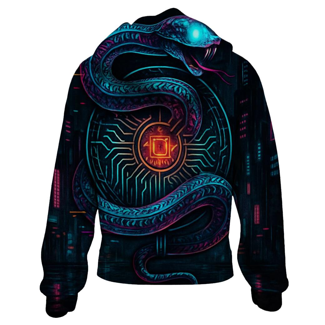 Cyber Neon Ouroboros heavyweight hoodies