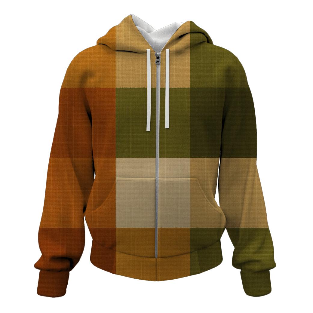 Harvest Plaid Panels embroidered hoodies