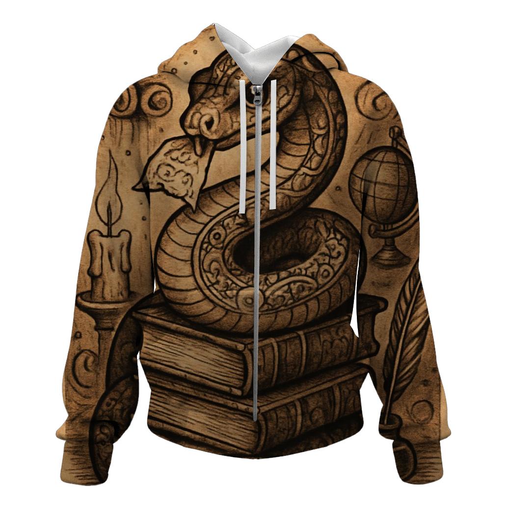 Library Ouroboros Archivist zip-up hoodies
