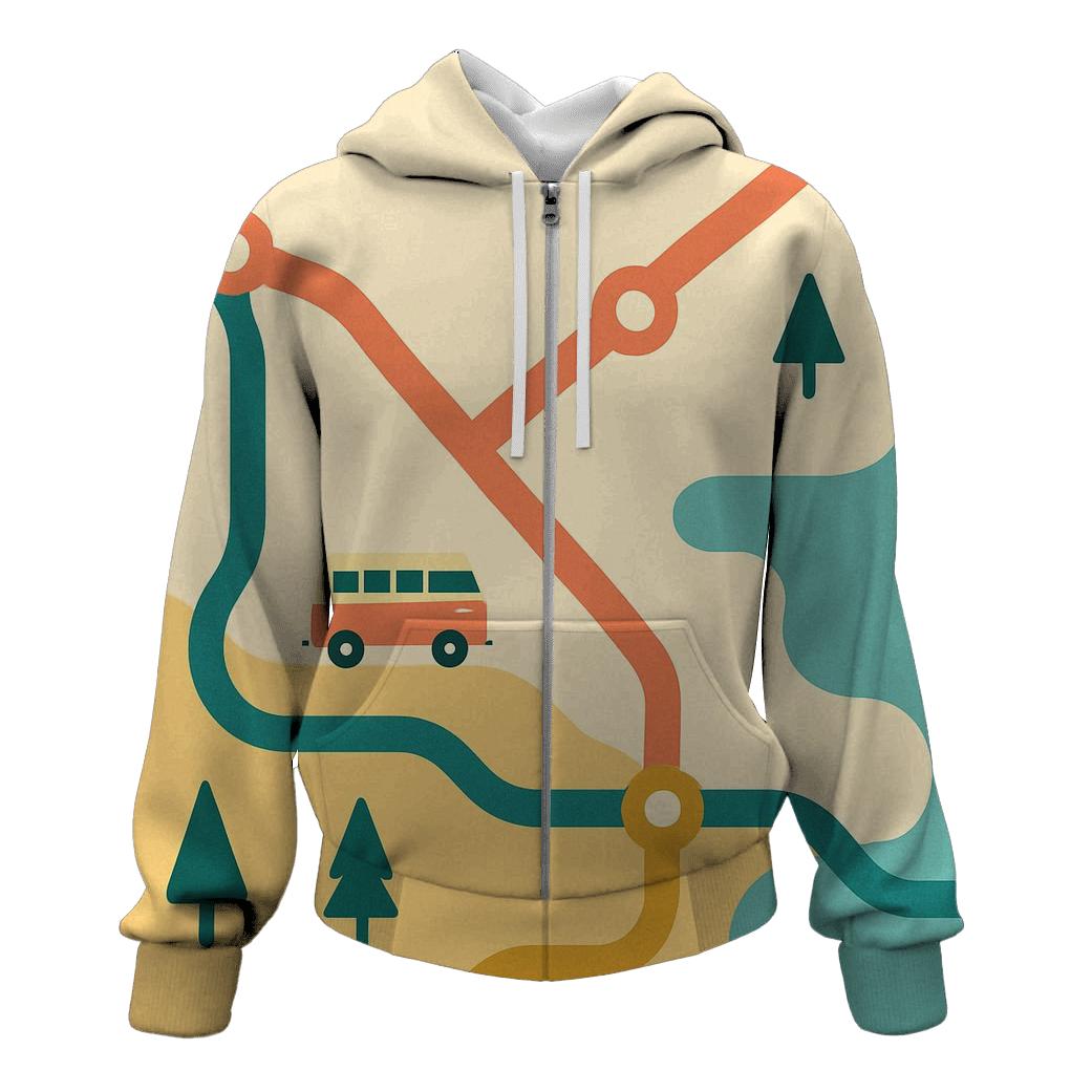 Retro Road Map lightweight hoodies