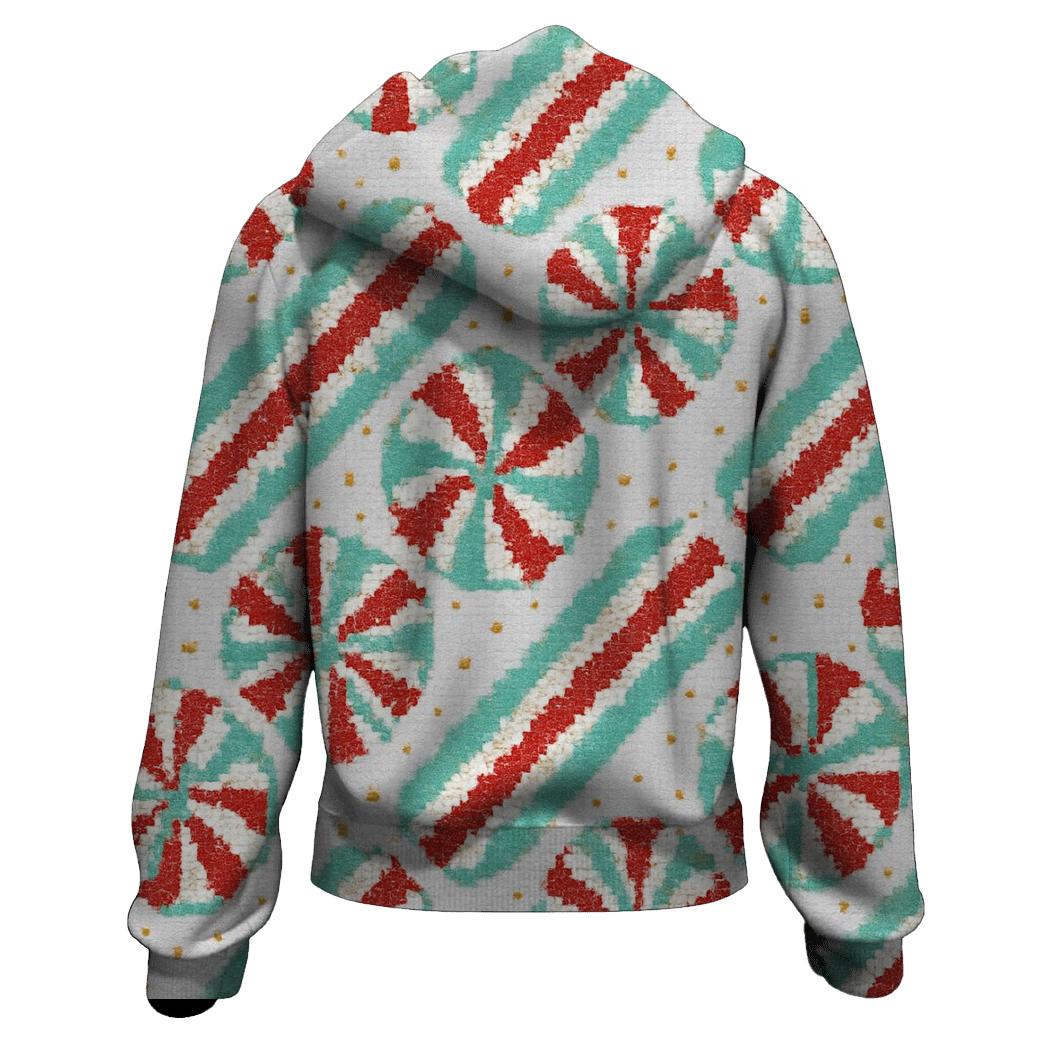 Peppermint Stripe Burst Design zip-up hoodies