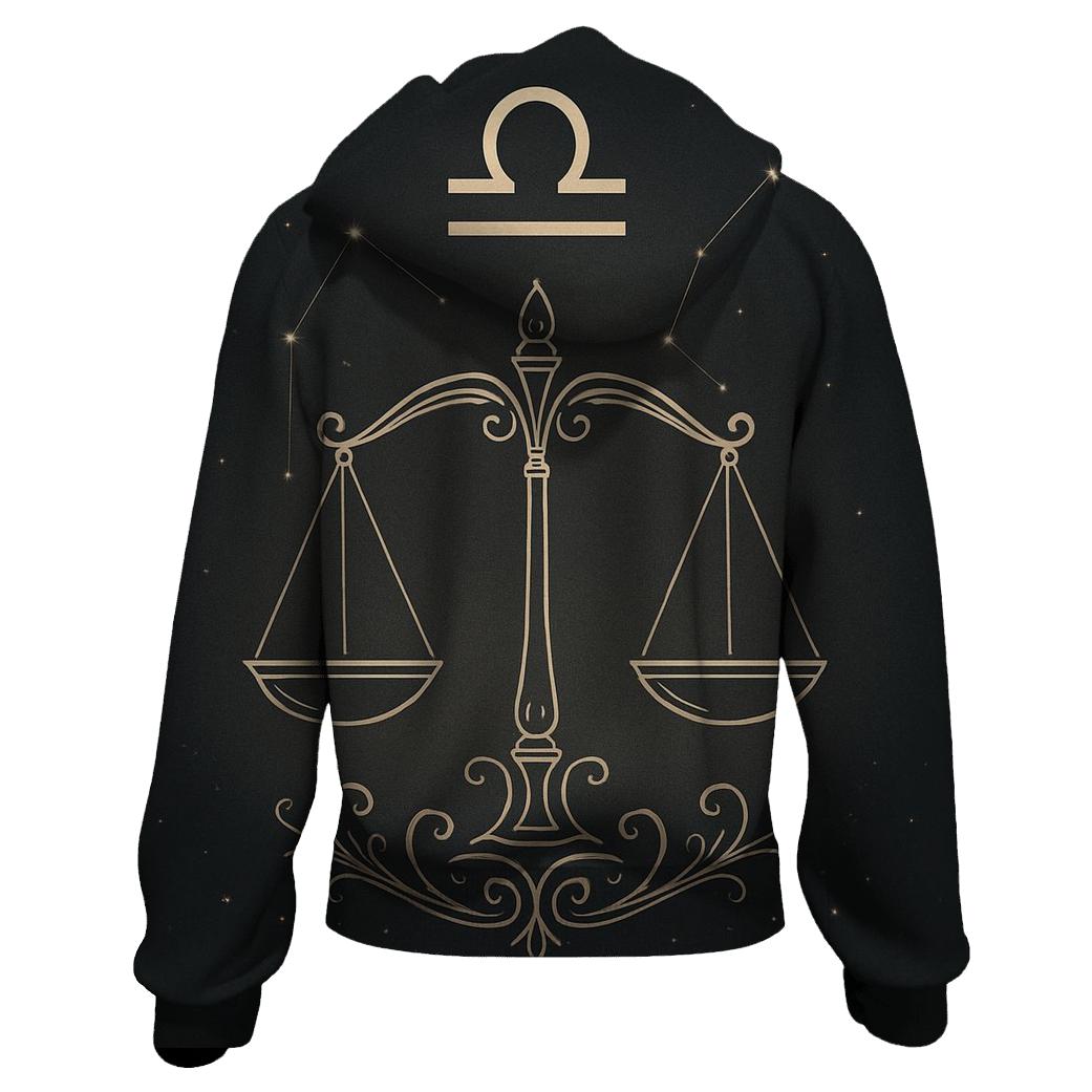 Libra Scales Balance Symbol zip-up hoodies