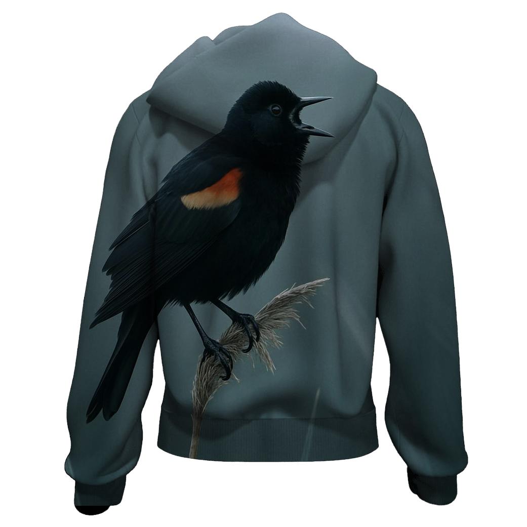 Sedge Chorus — Red-Winged Blackbird zip-up hoodies