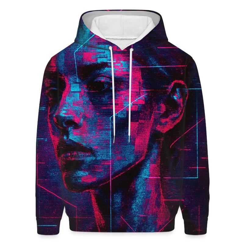 Glitch Vapor Portrait printed hoodies