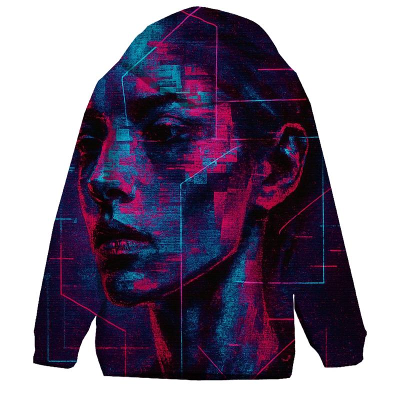 Glitch Vapor Portrait printed hoodies