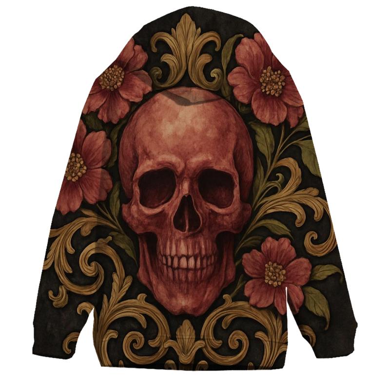 Floral Skull Emblem custom hoodies