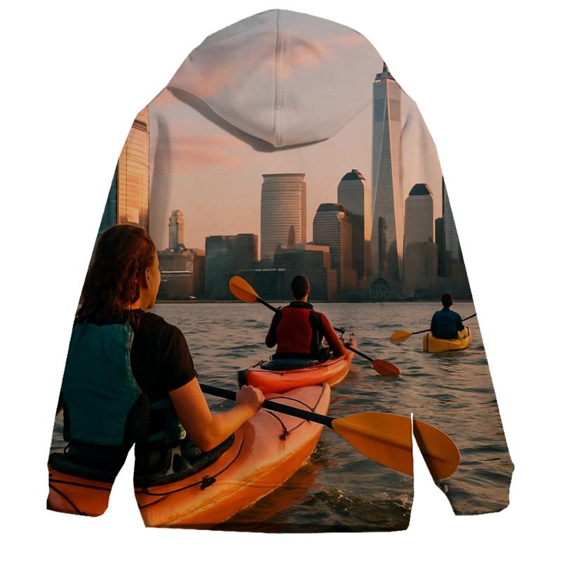 Hudson River Kayakers At Magic Hour premium hoodies
