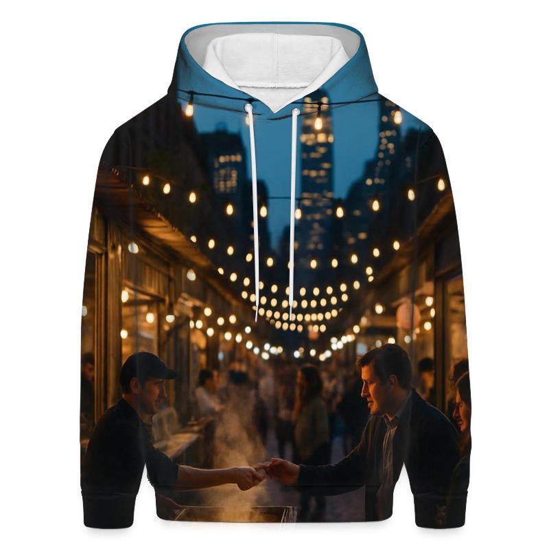Night Market Alley With Skyline Vista heavyweight hoodies