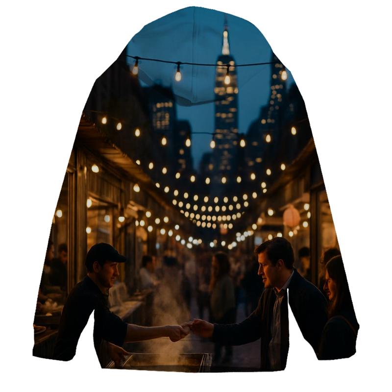 Night Market Alley With Skyline Vista heavyweight hoodies
