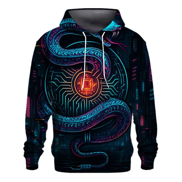 Cyber Neon Ouroboros lightweight hoodies