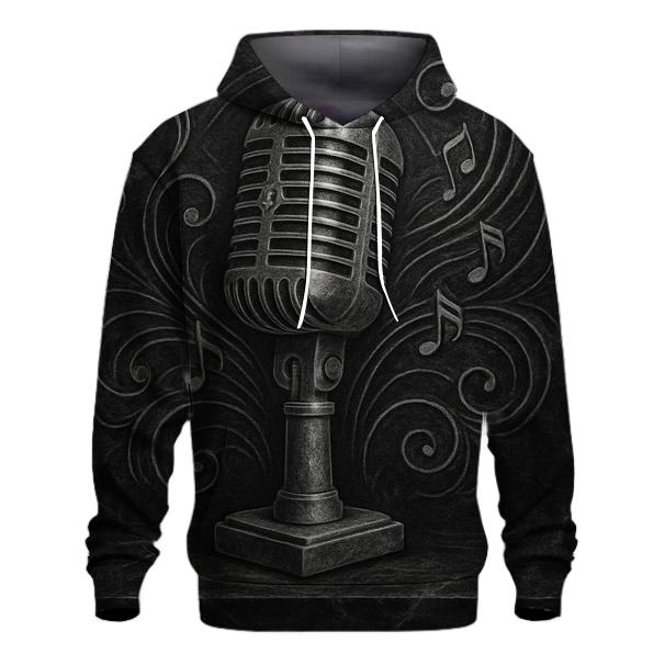 Microphone Marble Etching embroidered hoodies