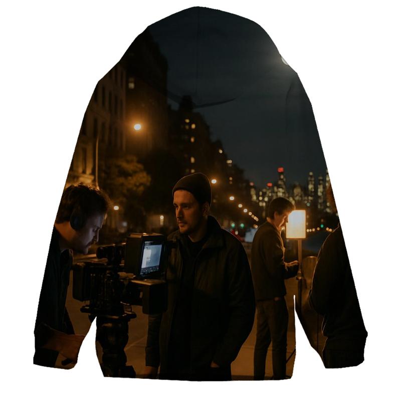 Late Night Film Crew On Riverside Drive graphic hoodies