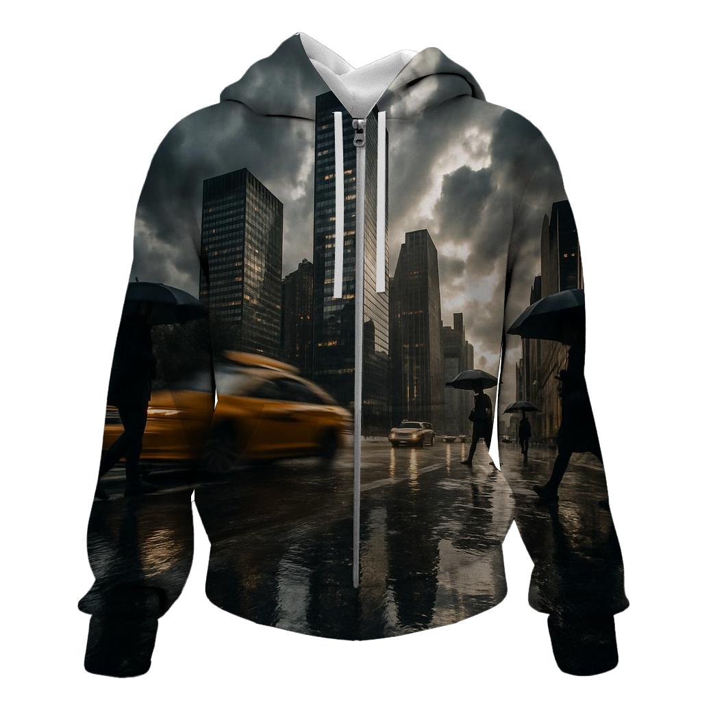 Thunderstorm Reflection On West Side Highway zip-up hoodies