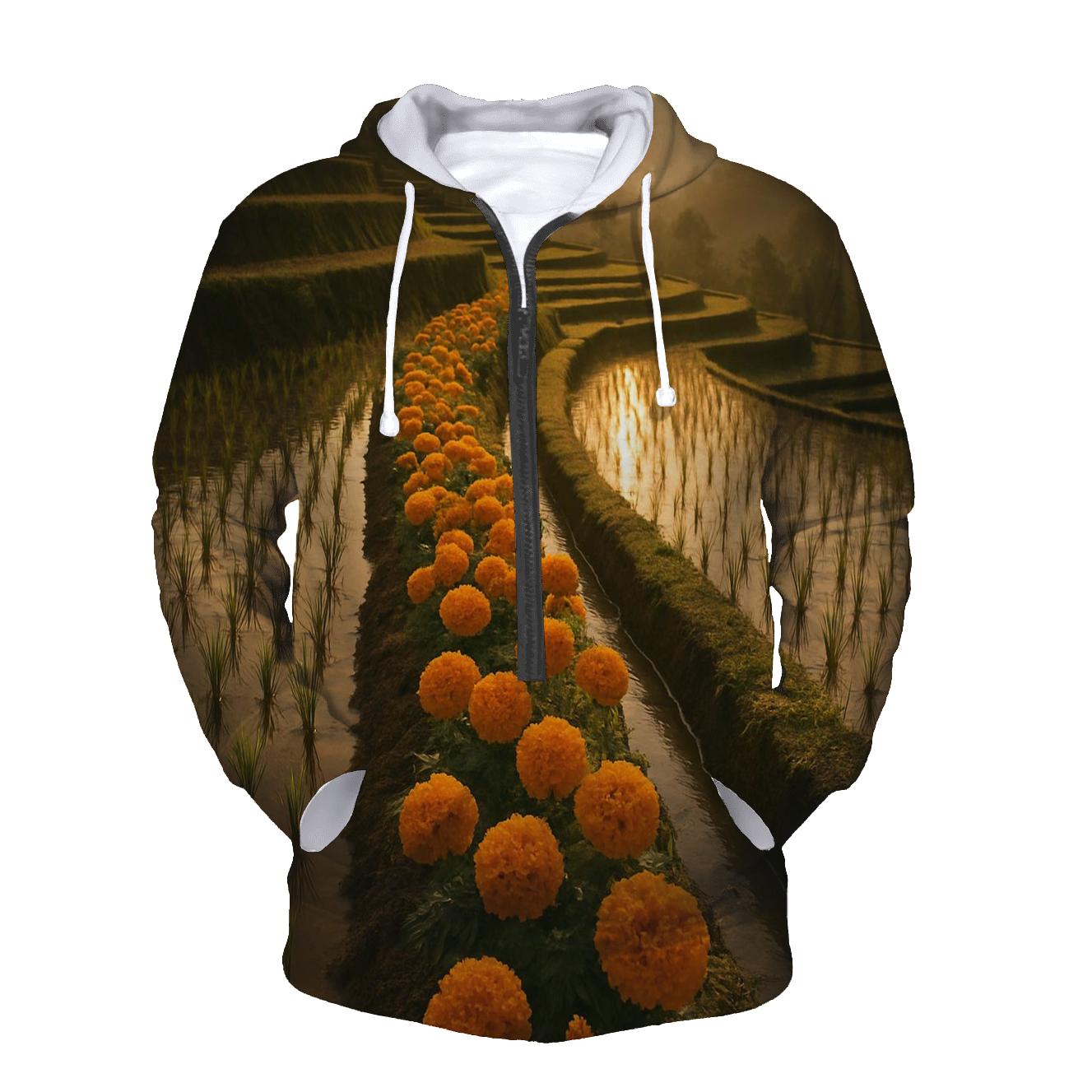 Rice Terrace Marigold Border custom hoodies