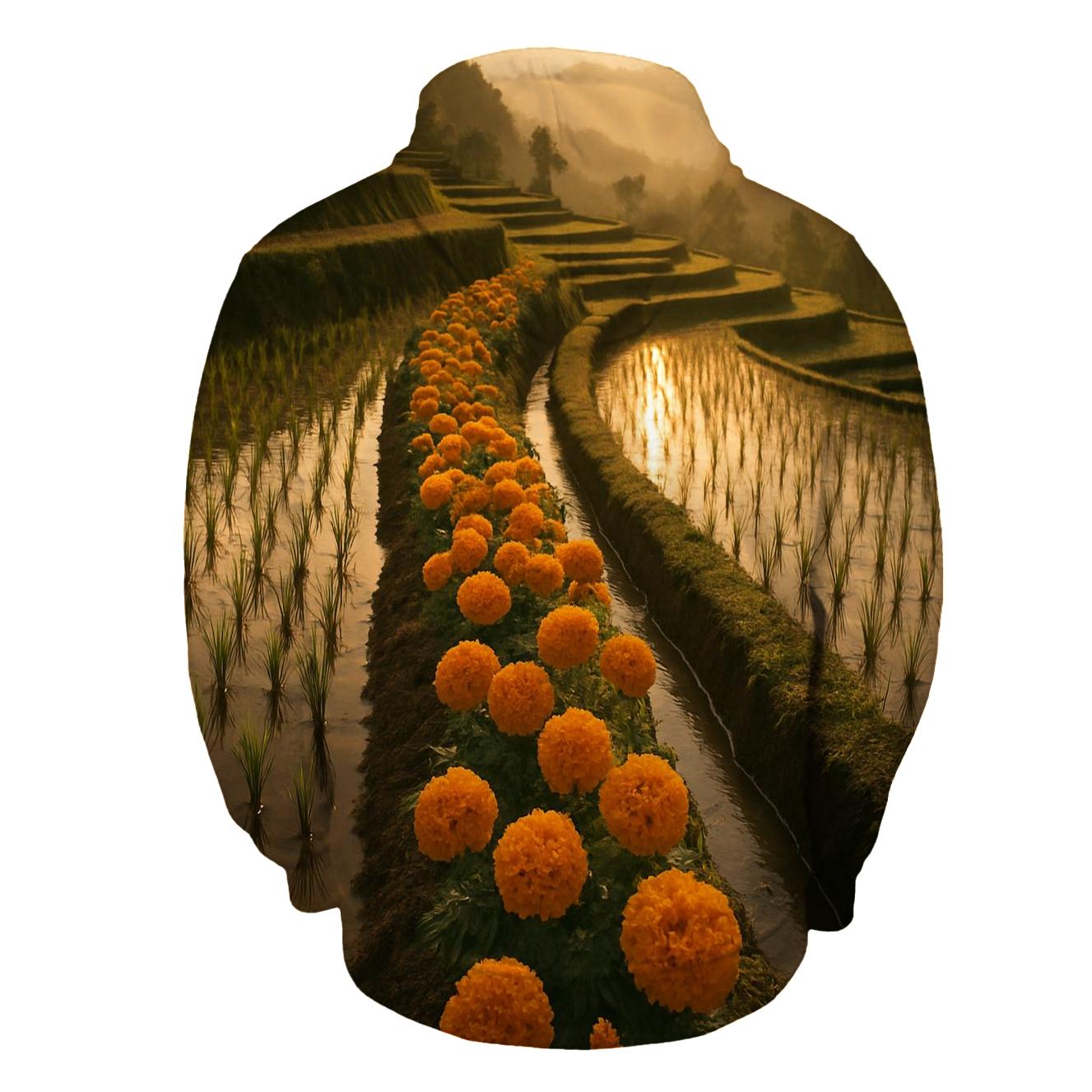 Rice Terrace Marigold Border custom hoodies