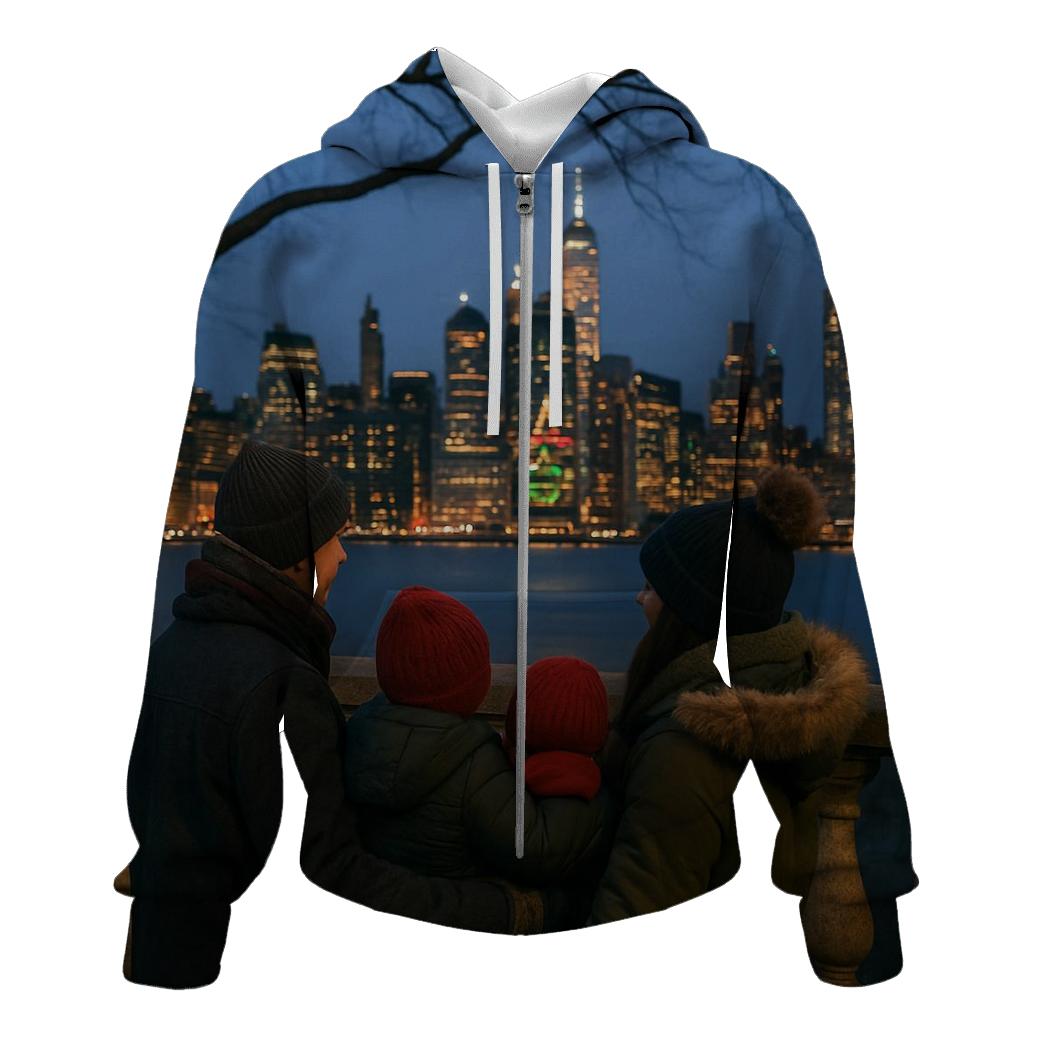 Brooklyn Promenade Winter Twilight embroidered hoodies