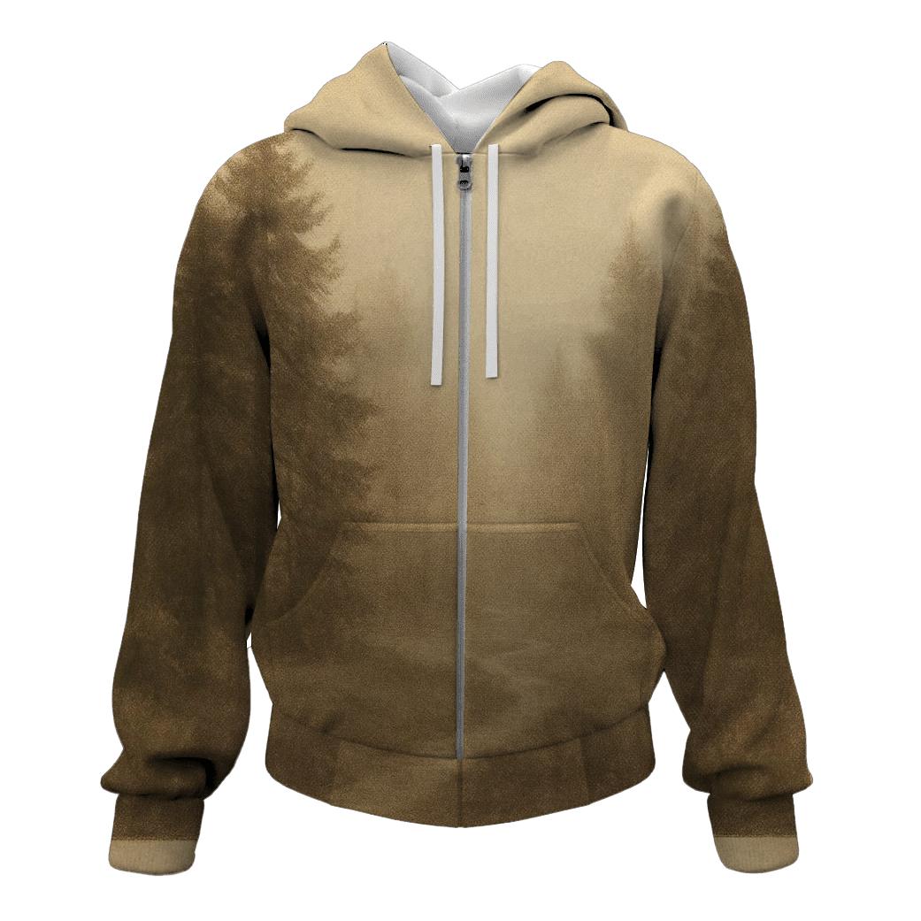Sepia Forest Postcard zip-up hoodies