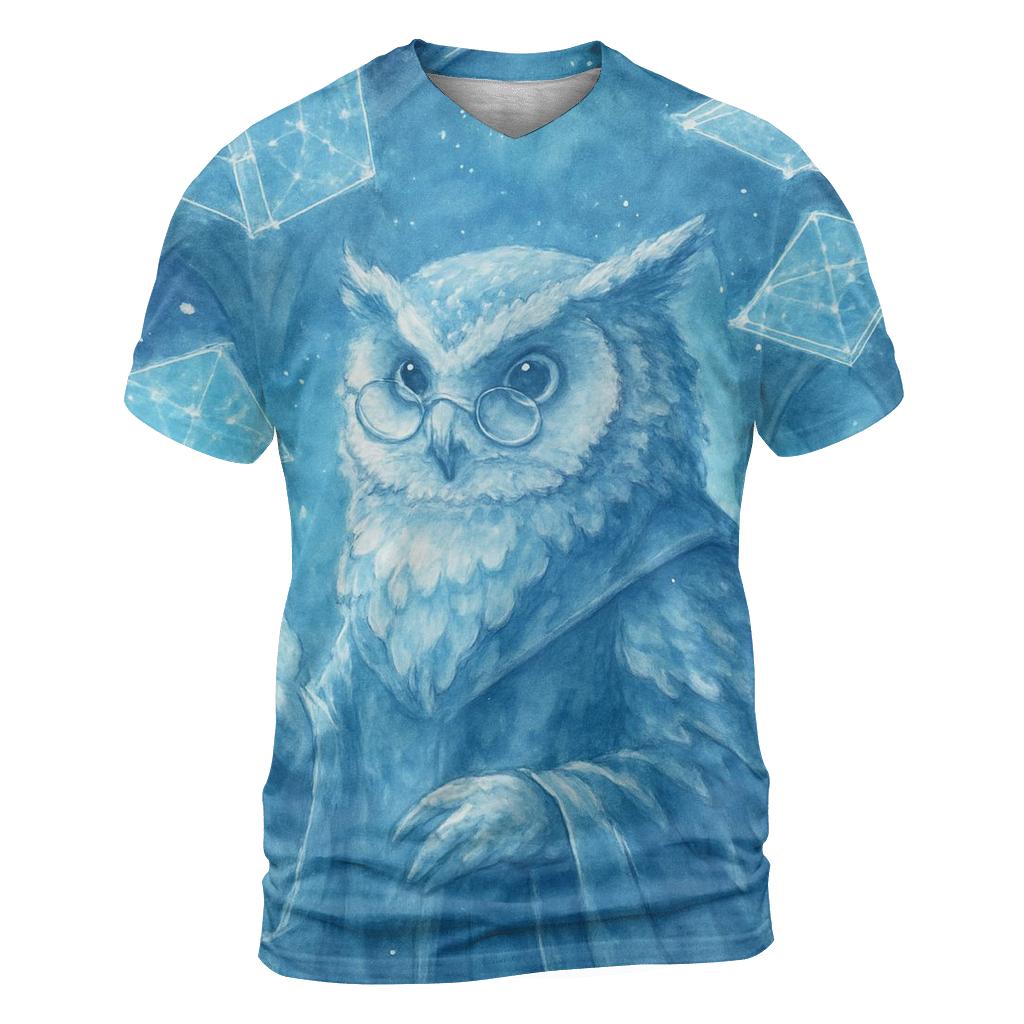 Aurora Librarian Owl artistic all-over print tops
