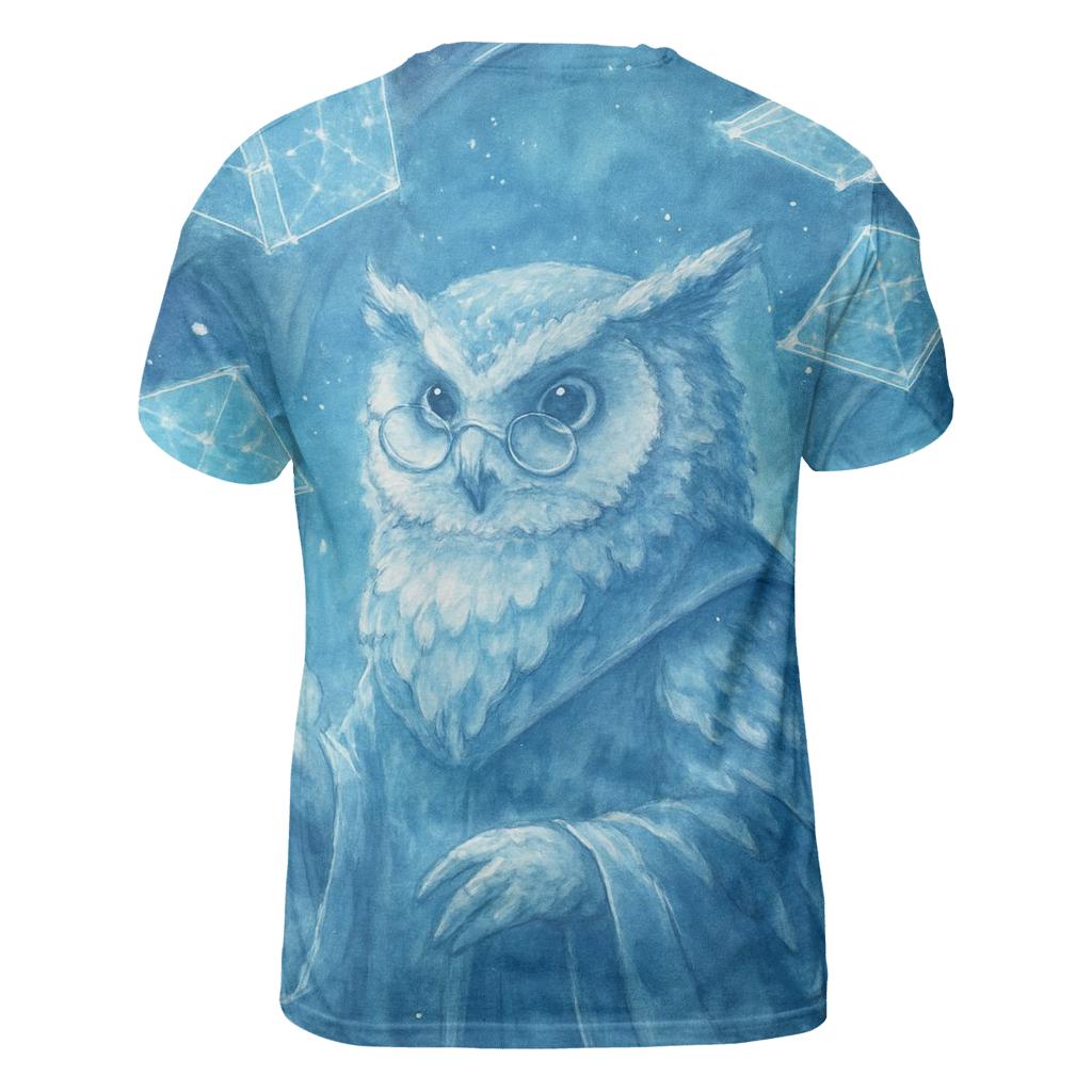 Aurora Librarian Owl artistic all-over print tops