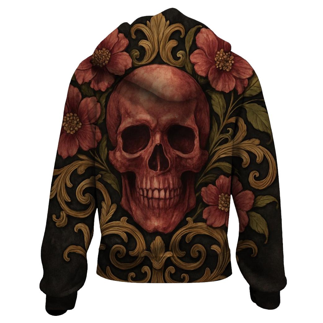 Floral Skull Emblem hoodie designs