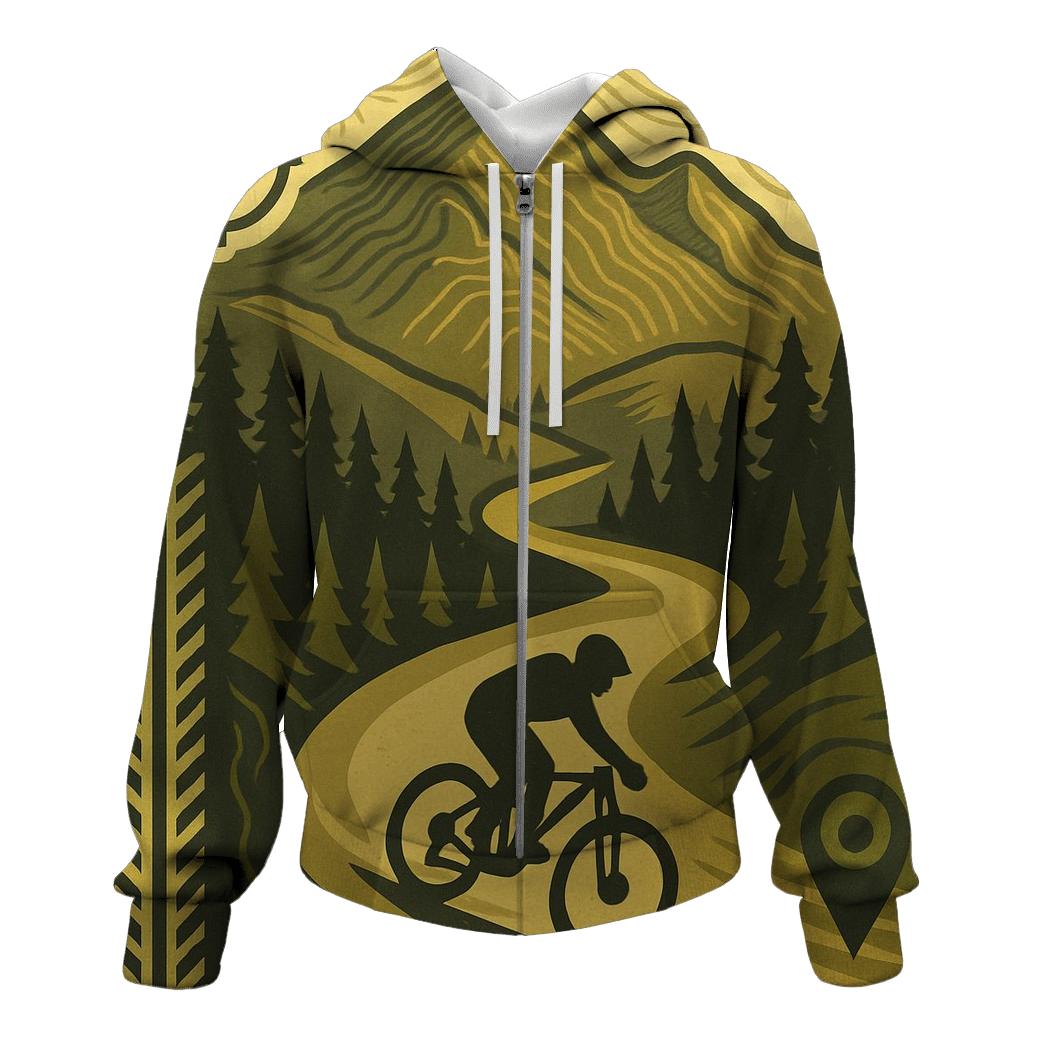 Mountain Biking Trail Map zip-up hoodies