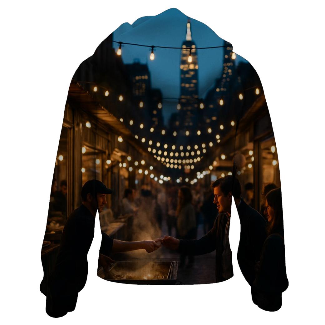 Night Market Alley With Skyline Vista zip-up hoodies