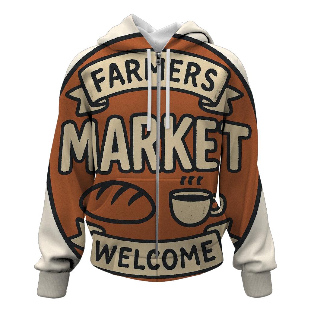 Hand Lettered Market Badge premium hoodies