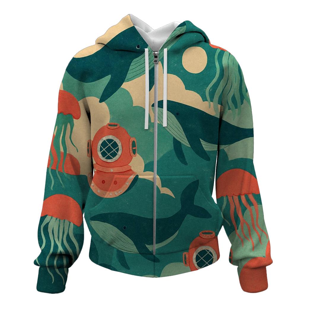 Surreal Marine Collage lightweight hoodies