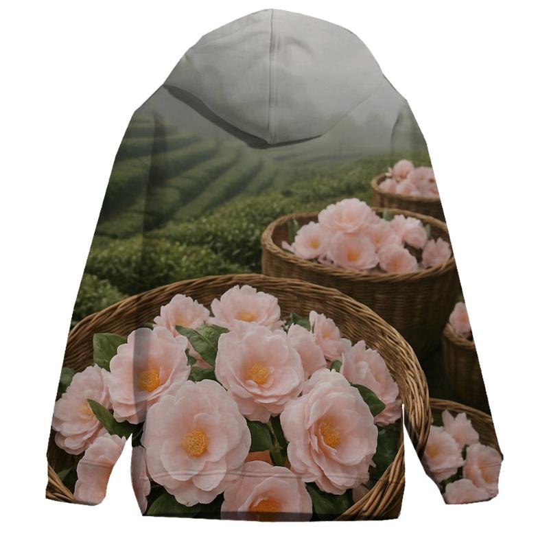 Tea Garden Camellia Harvest embroidered hoodies