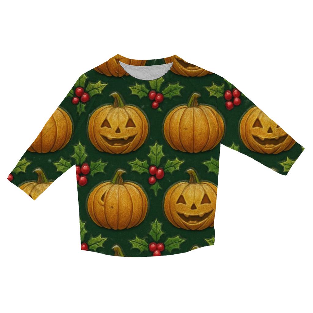 Holly Pumpkin Chevron Band custom 3/4 sleeve shirts