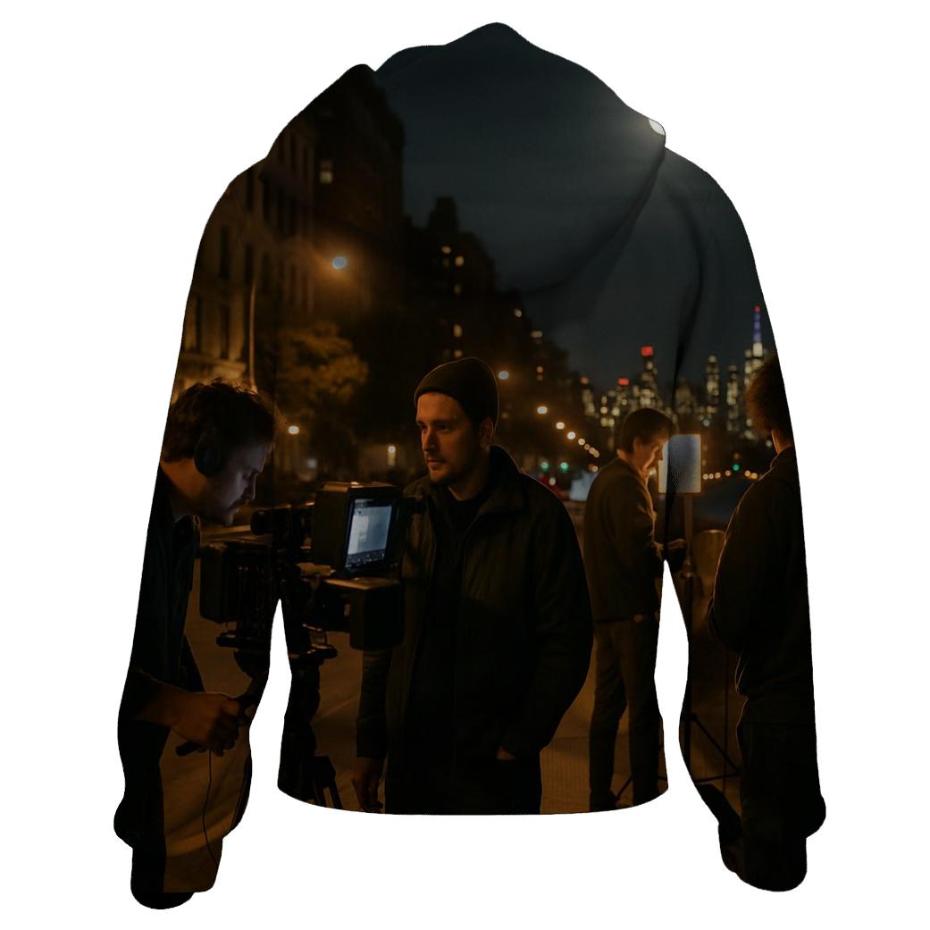 Late Night Film Crew On Riverside Drive graphic hoodies