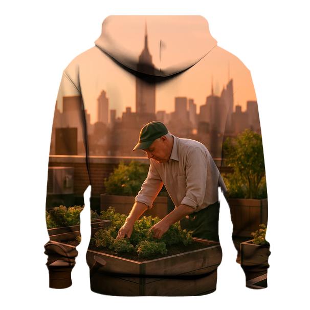Rooftop Garden Overlook At Sunset printed hoodies