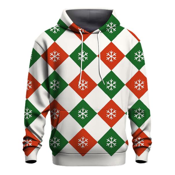 Diamond Snow Motif Grid graphic hoodies