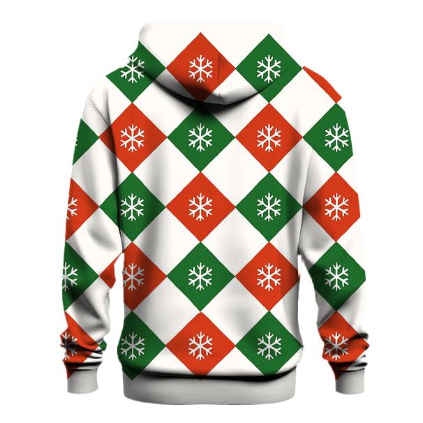 Diamond Snow Motif Grid graphic hoodies