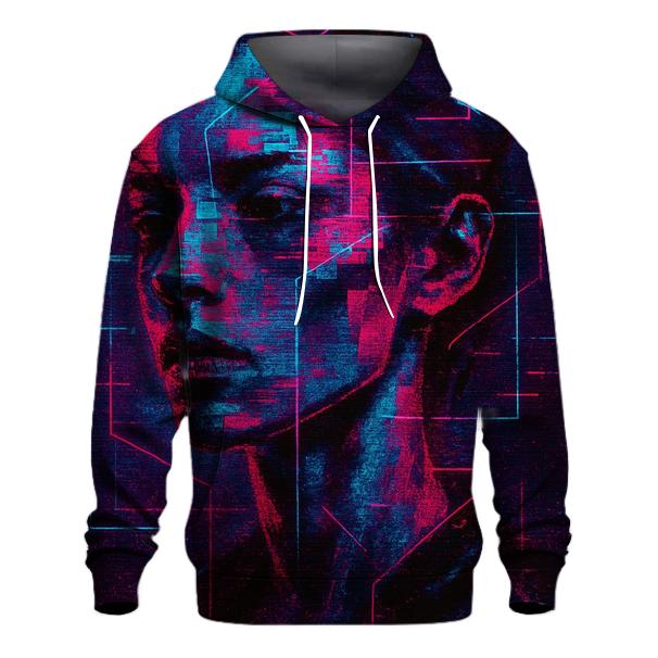 Glitch Vapor Portrait printed hoodies