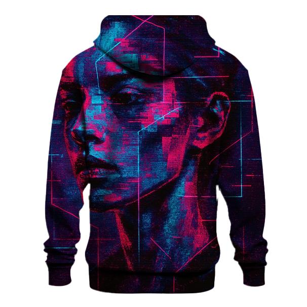 Glitch Vapor Portrait printed hoodies