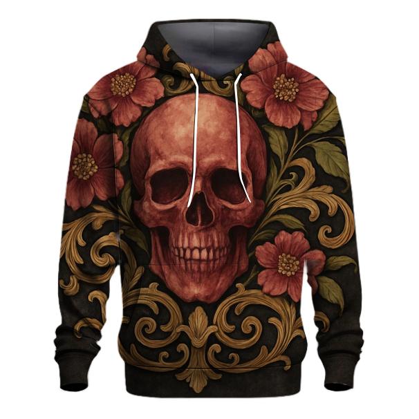 Floral Skull Emblem heavyweight hoodies