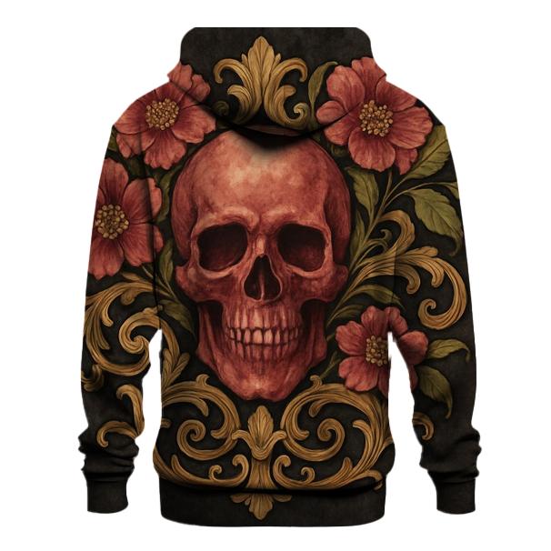 Floral Skull Emblem heavyweight hoodies