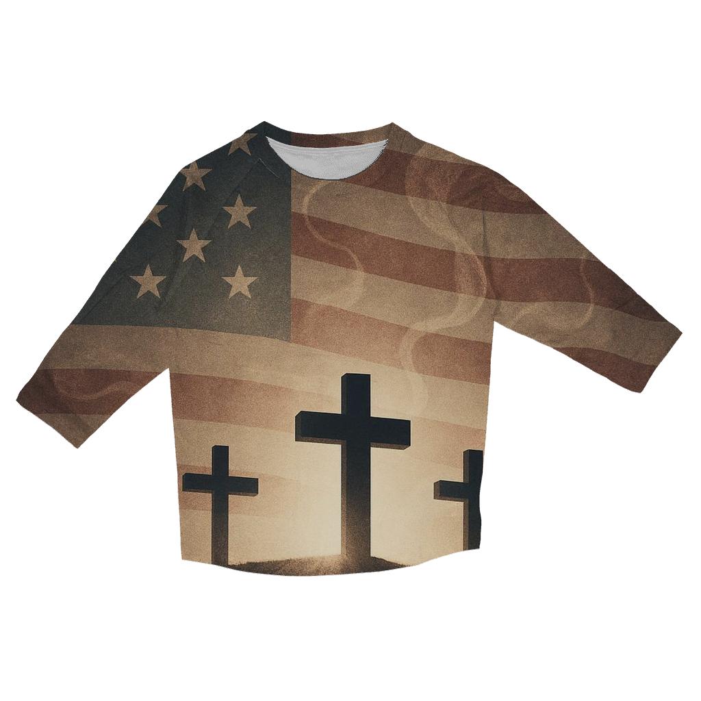 Memorial Beacon Cross trendy 3/4 sleeve tops