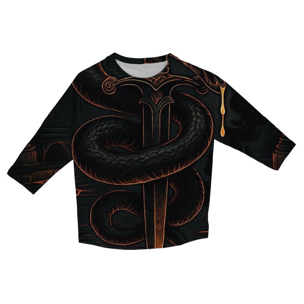 Serpent And Dagger Of The Abyss printed three quarter sleeve shirts