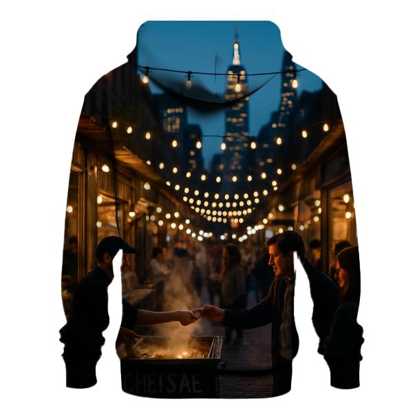 Night Market Alley With Skyline Vista graphic hoodies