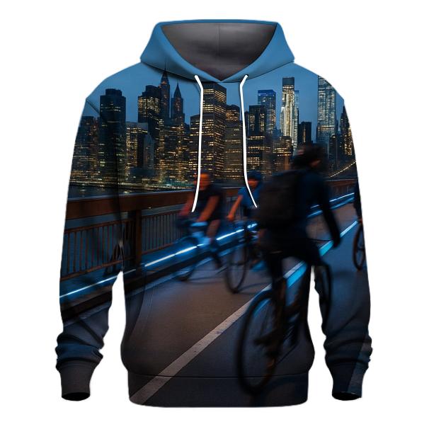 Commuter Bicycle Bridge Crossing At Blue Hour premium hoodies