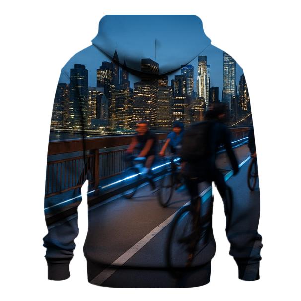 Commuter Bicycle Bridge Crossing At Blue Hour premium hoodies