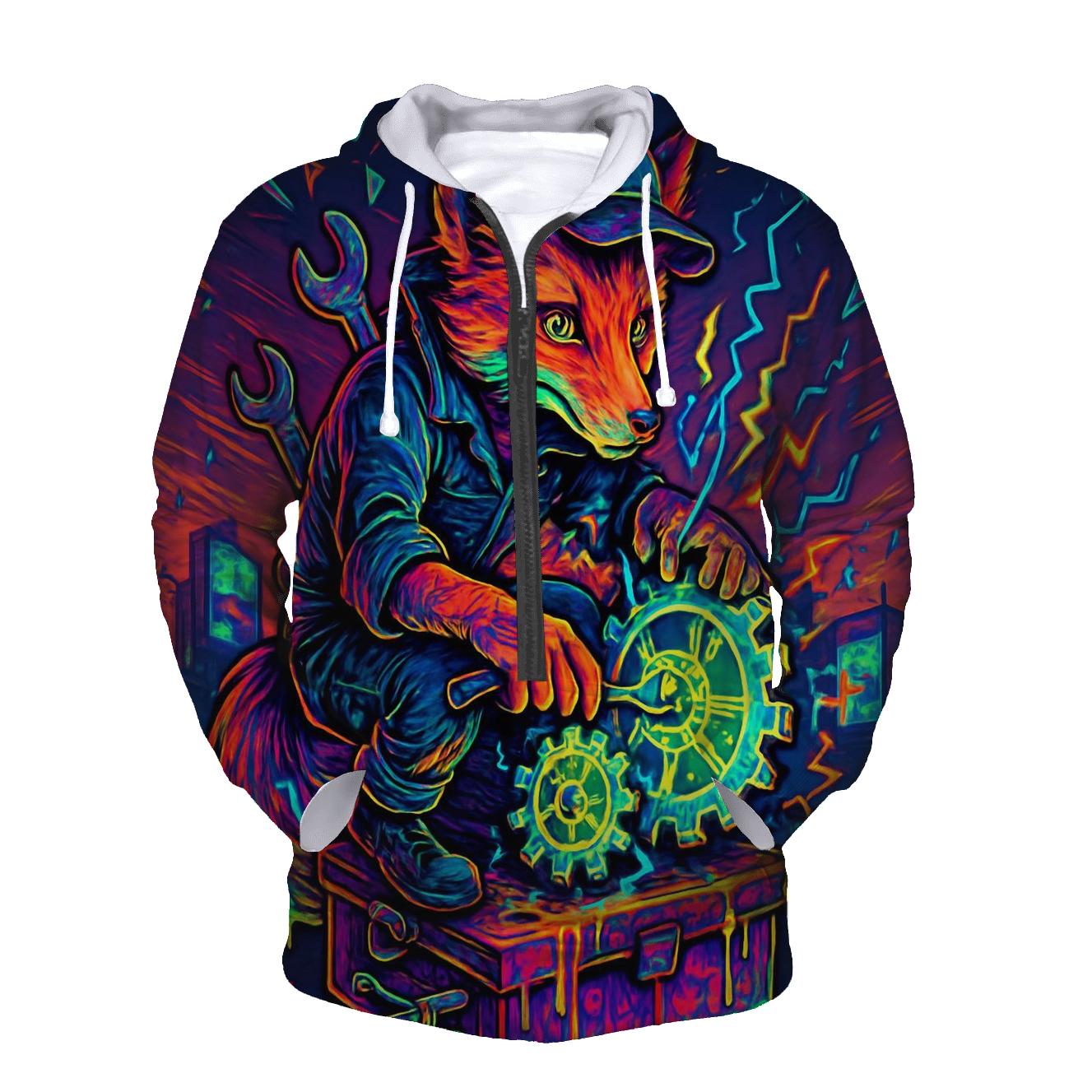 Neon Tinker Fox designer hoodies