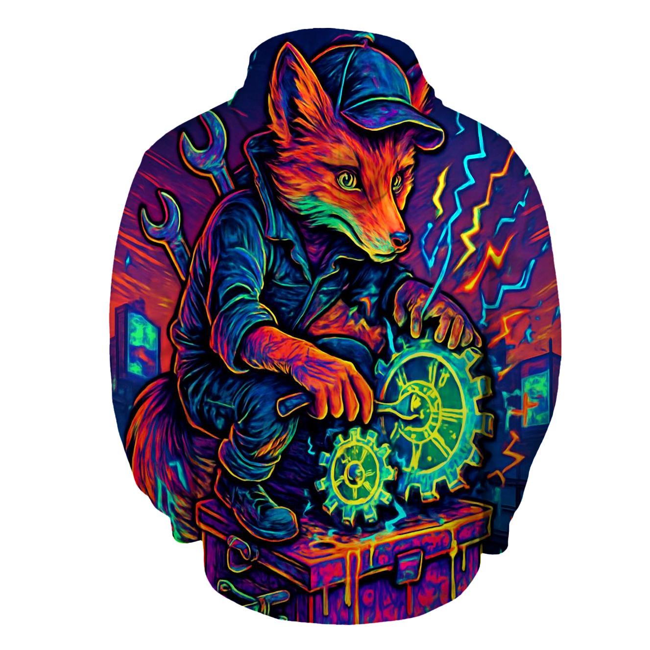 Neon Tinker Fox designer hoodies